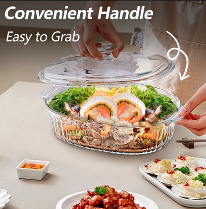 WhiteRhino 2.8L/3Qt Glass Casserole Dish with Lid,Glass Baking dish for Oven Cooking,Kitchen Storage