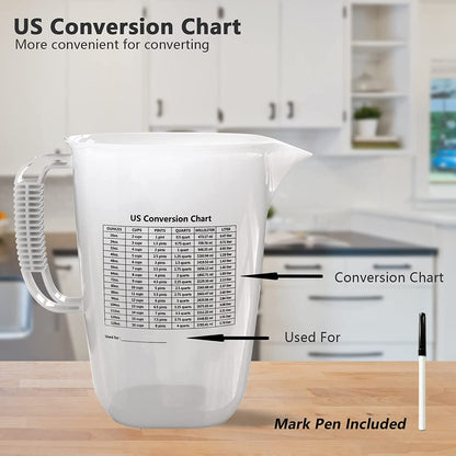 134oz Plastic Measuring Pitcher, Large Measuring Cup with Spout and Handle